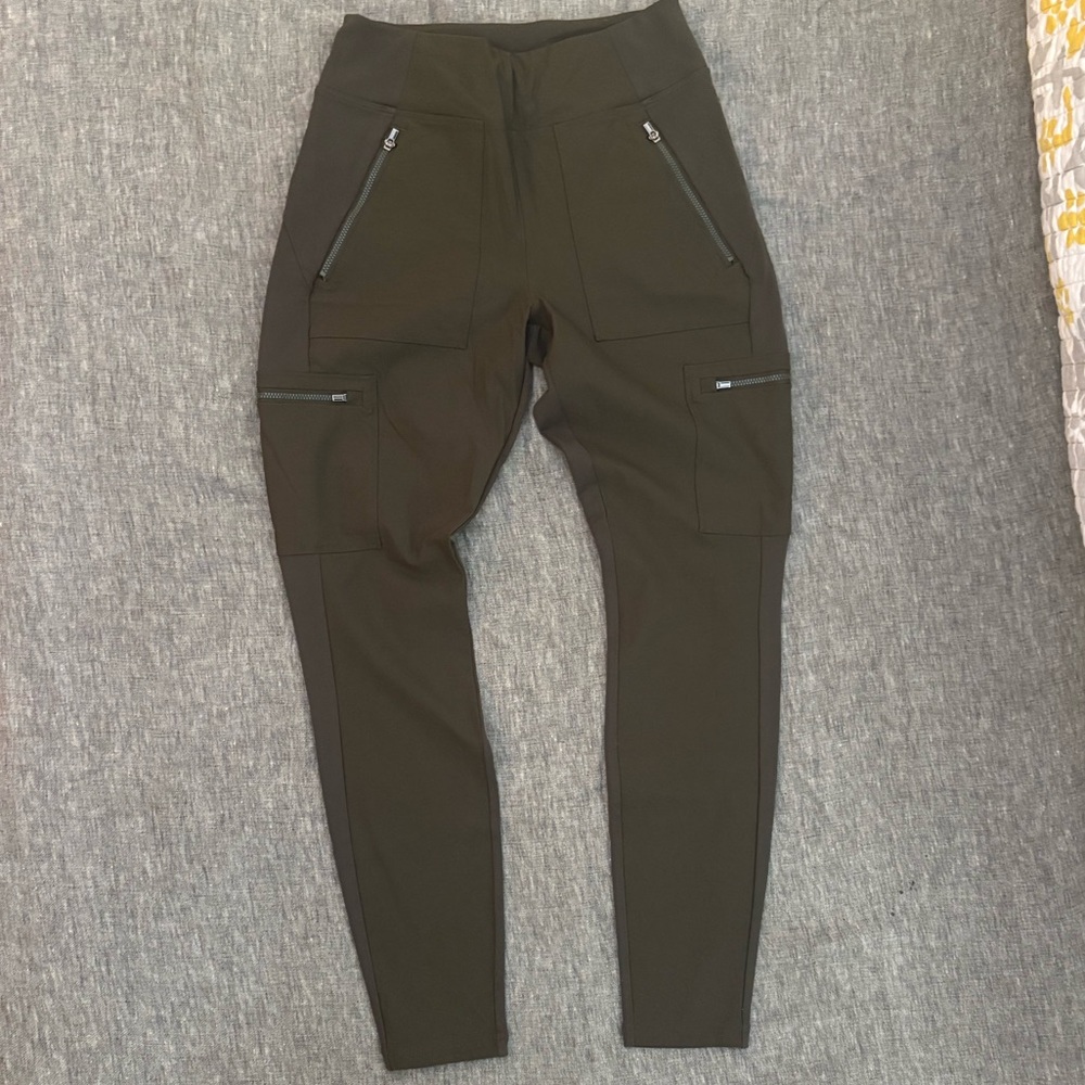 Athleta Dark Olive Joggers with Zipper Detail